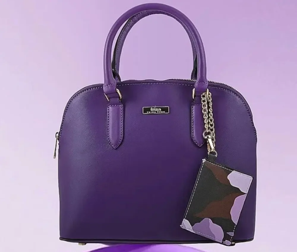 Trina Turk Purple Faux Leather Dome Crossbody Bag 11 x 5 x 9